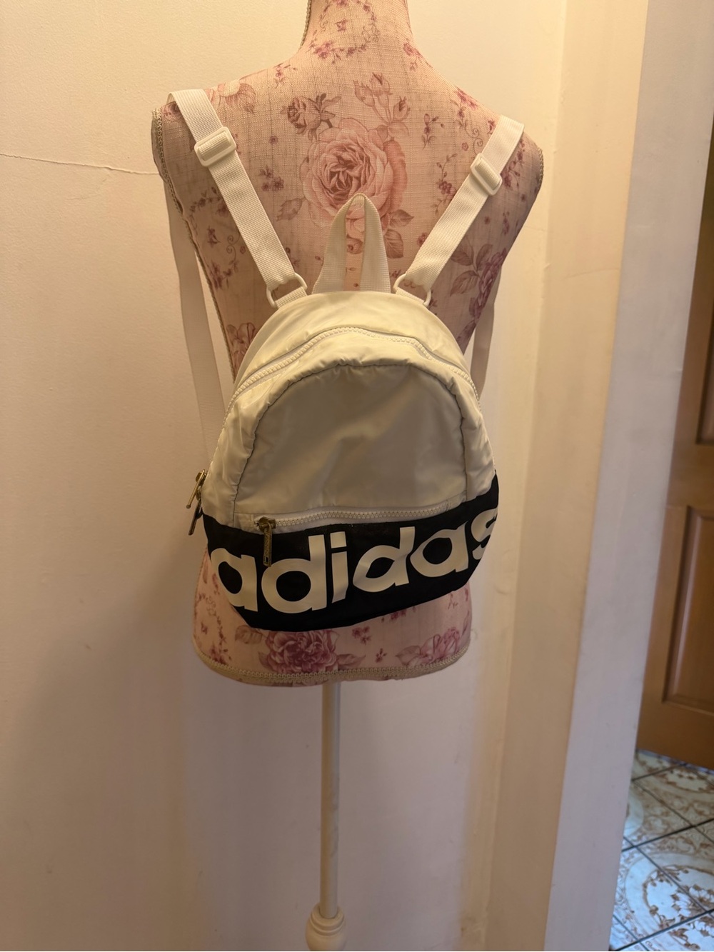 adidas white and Black Mini Backpack with Bold Logo